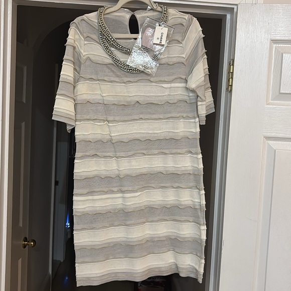 CHANEL SHEER TUNIC DRESS BEADED NWT SIZE 42 - Picture 13 of 14